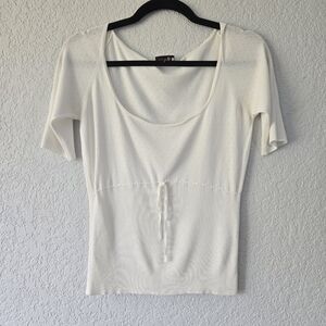 MAX&Co. L White Short Sleeve Scoop Neck‎ Babydoll Shirt